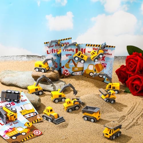 Libima 30 Piece Valentine Construction Vehicle Gift Set