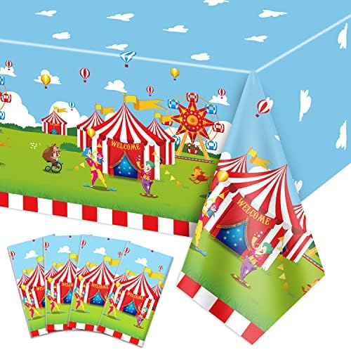 4 Pack Circus Theme Tablecloths for Birthday Parties