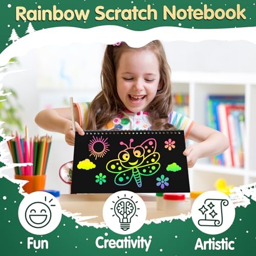 ZMLM Rainbow Scratch Art Party Favors 24 Pack Kit