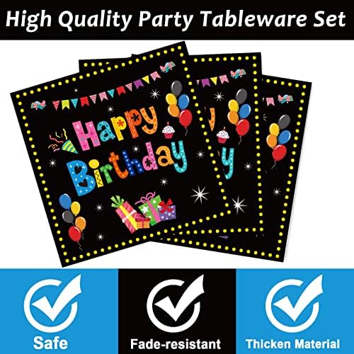 Tevxj 96PCS Birthday Plates and Napkins Set