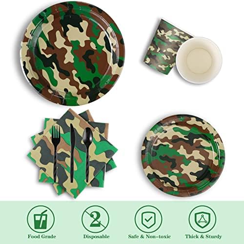 Rtteri Camo Birthday Party Supplies Set for 24 Guests