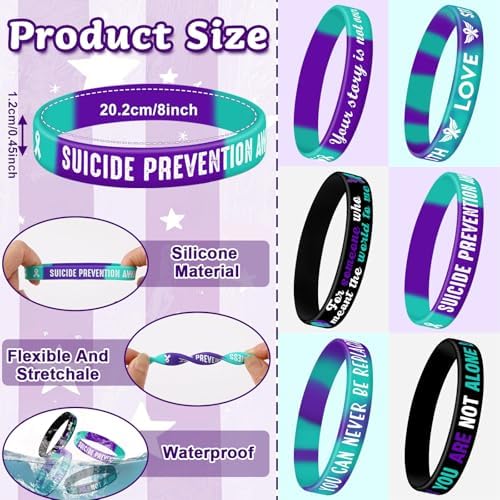64PCS Suicide Prevention Awareness Party Favors with Ribbon Buttons and Silicone Bracelets