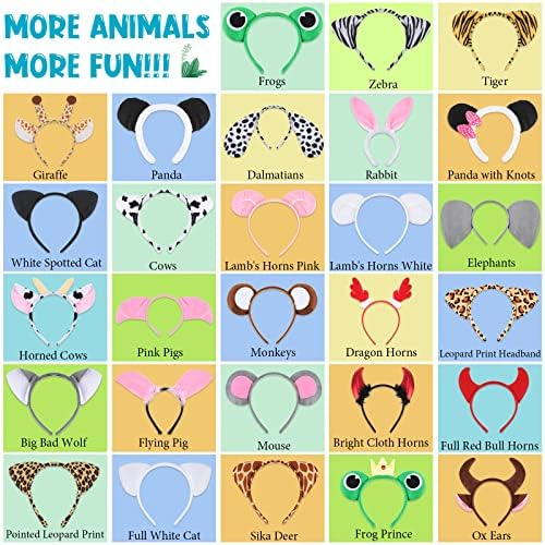 28 Pieces Safari Animal Headbands for Kids and Adults
