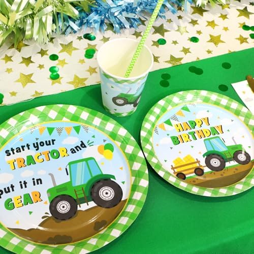 Tractor Themed Party Dinnerware Set for 24 Guests
