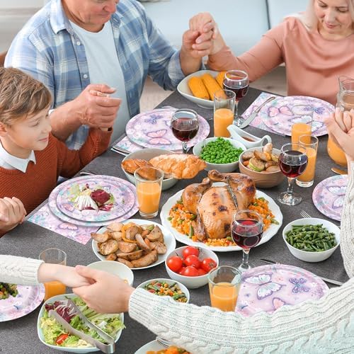150pcs Butterfly Themed Plates Napkins Tableware Set for 50 Guests