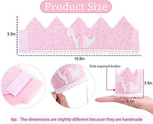 Dinosaur First Birthday Crown for Girl Pink Party Hat