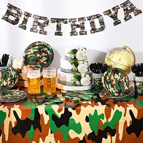 Rtteri Camo Birthday Party Supplies Set for 24 Guests