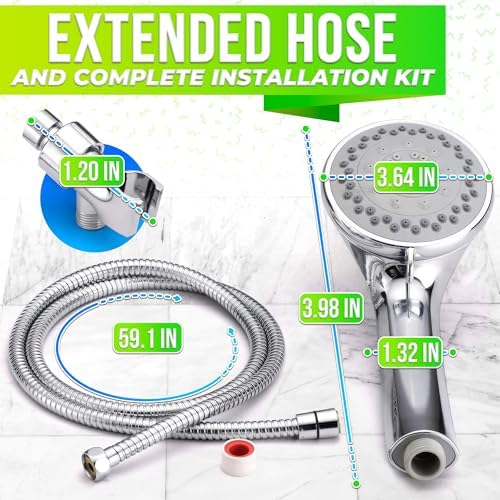 5-Mode Handheld Shower Head with 49 Ft Hose