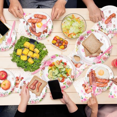 G1ngtar 96Pcs Hamster Party Plate Set for 24 Guests
