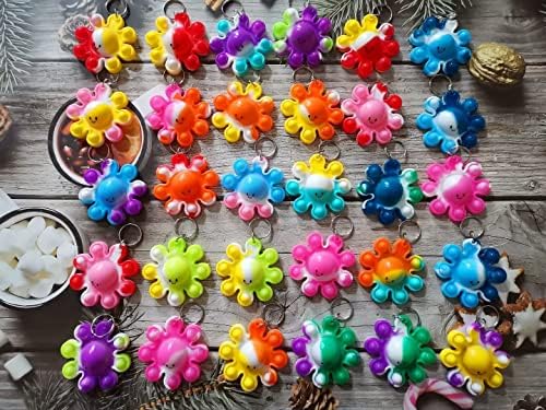 100 Packs Bulk Octopus Fidget Keychain Set for Kids Party Favors