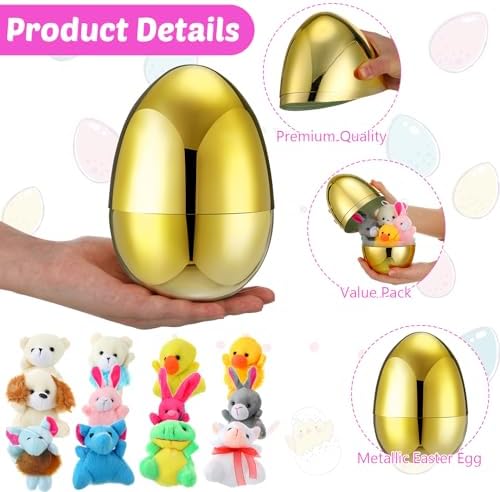 12 Set Jumbo Easter Eggs with Plush Animals