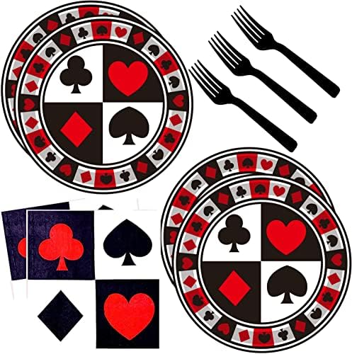 Casino Party Supplies 60Pcs Poker Tableware Set for 20 Guests