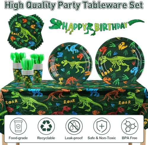 142pcs Dinosaur Birthday Decorations Set for Boys