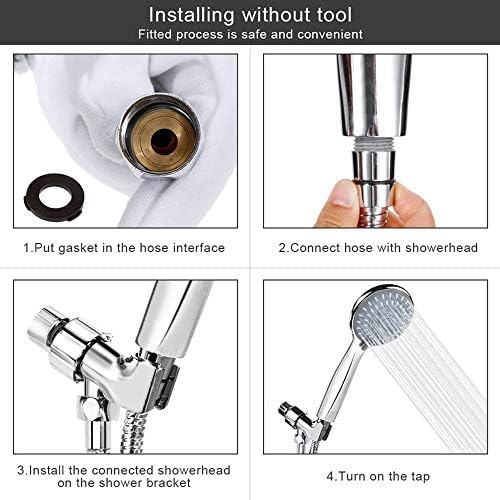 Stainless Steel Water Saving High Pressure Handheld Showerhead with Hose and Bracket