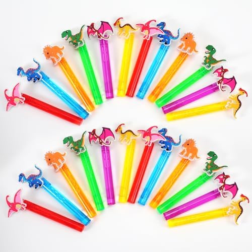 24Pcs Dinosaur Bubble Wands for Kids Party Favors