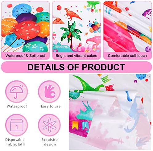 PHOGARY Dinosaur Tablecloth 3 Pack for Kids Party