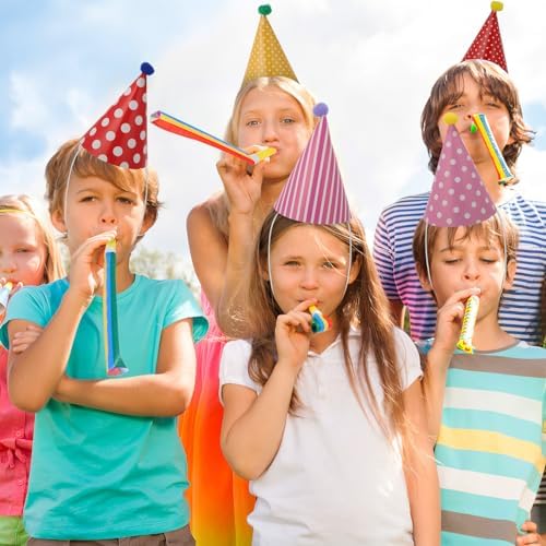 LUOZZY 21 Piece Party Cone Hats Set with Noisemakers