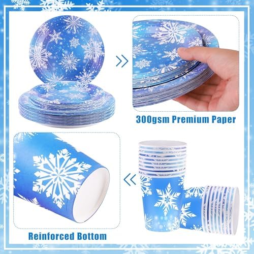 Durony 144 Piece Frozen Party Tableware Set
