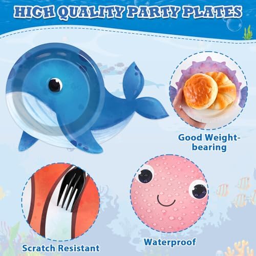 48Pcs Ocean Animal Shaped Paper Plates for Underwater Party