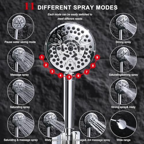 14 Inch Rainfall Shower Head with 11 Modes Handheld Combo