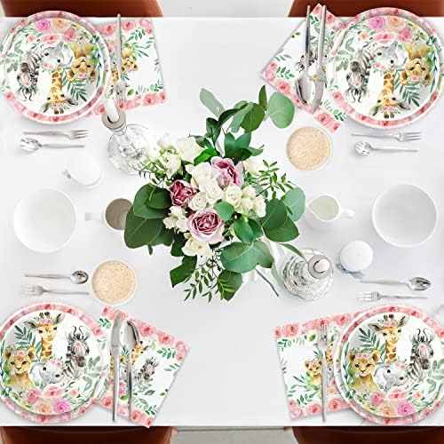 Safari Birthday Decorations Tableware Set for 24 Guests