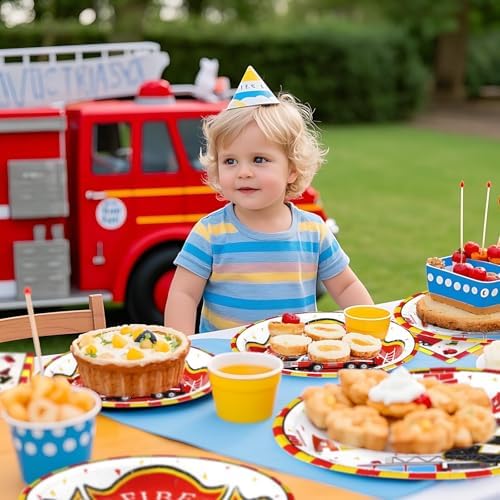 96Pcs Fire Truck 3rd Birthday Party Decorations Set