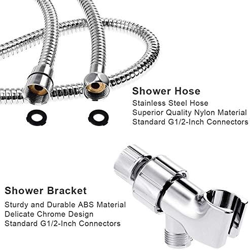 Stainless Steel Water Saving High Pressure Handheld Showerhead with Hose and Bracket