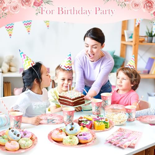 Spakon 200 Pcs Baby Shower Paper Plates Cups Napkins Set