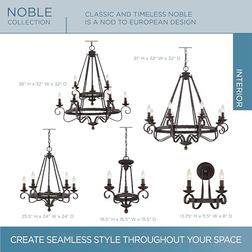 Quoizel Noble Candle Chandelier 3 Light Rustic Black