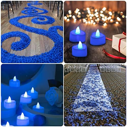 Cridoz Blue Rose Petals LED Candles Romantic Set