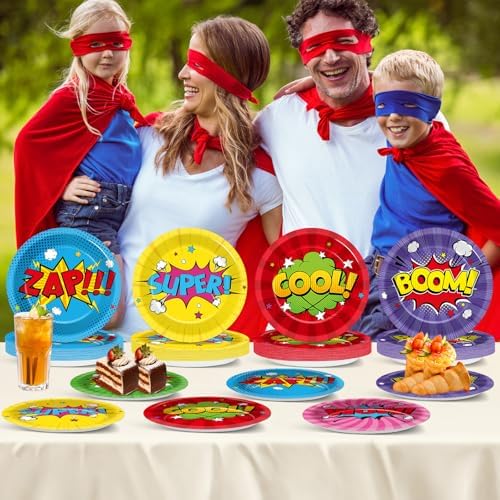 60Pcs Super Hero Party Paper Plates for Kids Birthday Baby Shower