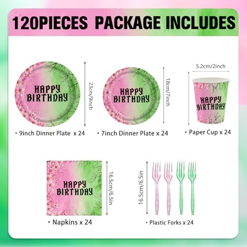 120pcs Witch Birthday Plates Napkins Set for 24 Guests