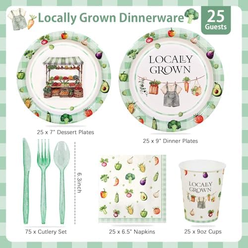 Locally Grown Baby Shower Decor Plates Set 175pcs