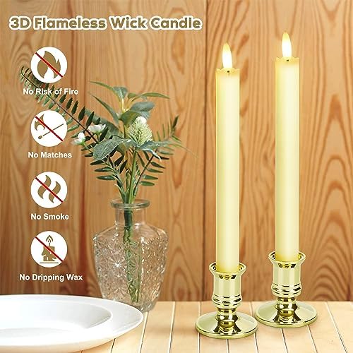 6 Pack Flameless LED Taper Candles with 2 Remotes and Holders