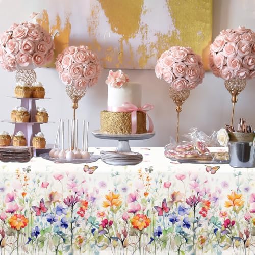 HAKOTI Wildflower Party Tablecloth Set - 3PCS Rectangular Decorations