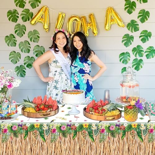 8 Pack Hawaiian Luau Grass Tablecloths for Party