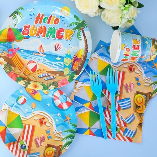 128PCS Beach Party Decorations for 24 Guests