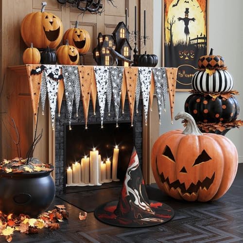 Witch Hats Halloween Cone Wizard Hat Black Red Marble Design