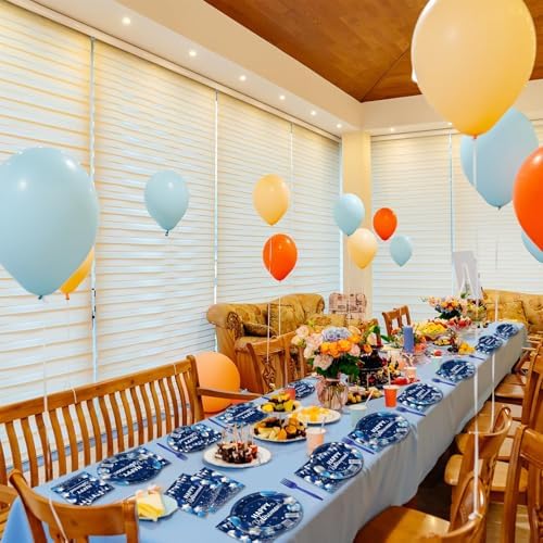 Retirement Party Plates Napkins Set 96 Pcs Blue Silver