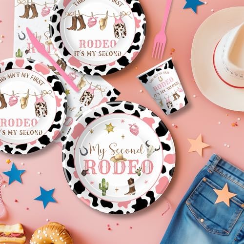 Western Cowgirl 2nd Birthday Tableware Set for 24 Guests