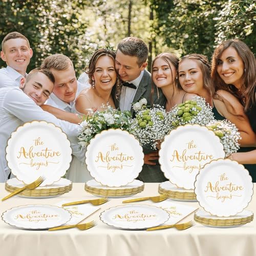100Pcs The Adventure Begins Paper Plates Napkins Set