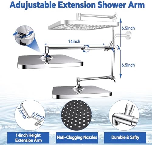 13 Inch Rainfall Handheld Shower Combo with 3 Modes