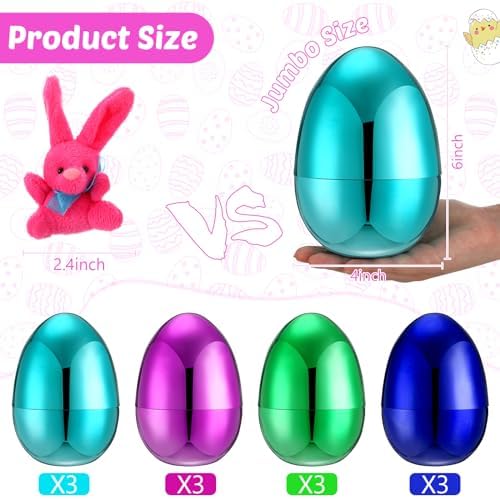 12 Set 6 Inch Jumbo Easter Eggs with Plush Animal Toys