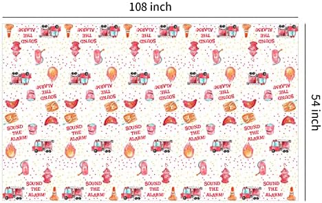 Fire Truck Birthday Table Cover - 2 Pack 54x108 Inches