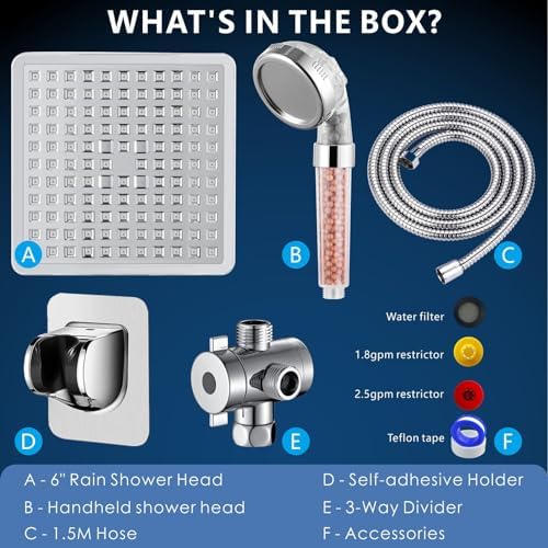 Voolan High Pressure Rain Shower Head with Handheld Spray Combo