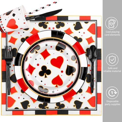 Durony 147 Piece Casino Party Tableware Set for 16 Guests