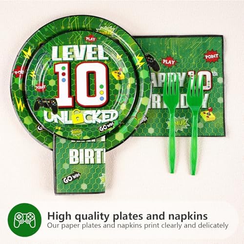 10th Birthday Video Game Party Tableware Set 24 Pieces