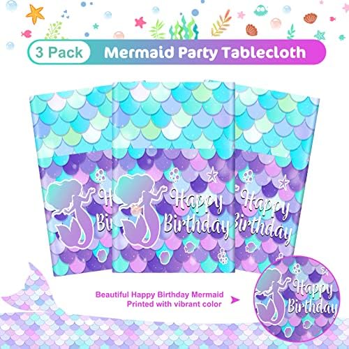 3 Pcs Mermaid Tablecloth for Birthday Decorations