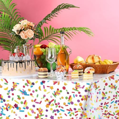 Tatuo 3 Piece Confetti Tablecloth for Birthday Parties