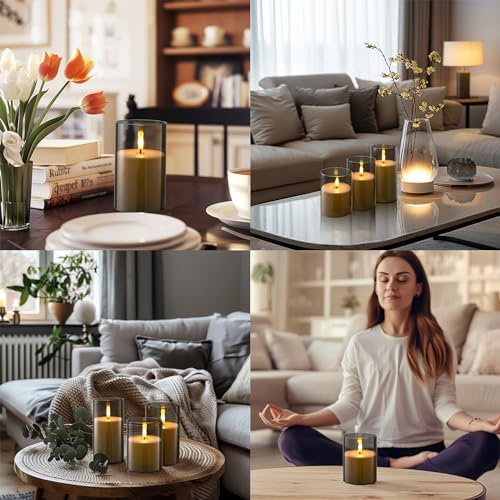 Hausware Flameless Candles LED with 3D Bulb Remote Timer Set of 3